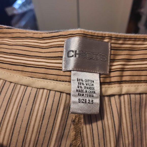 Chico's Cotton Blend Stretch Stripe Crop Pants Chico's 2.5 14-16 - Picture 4 of 5